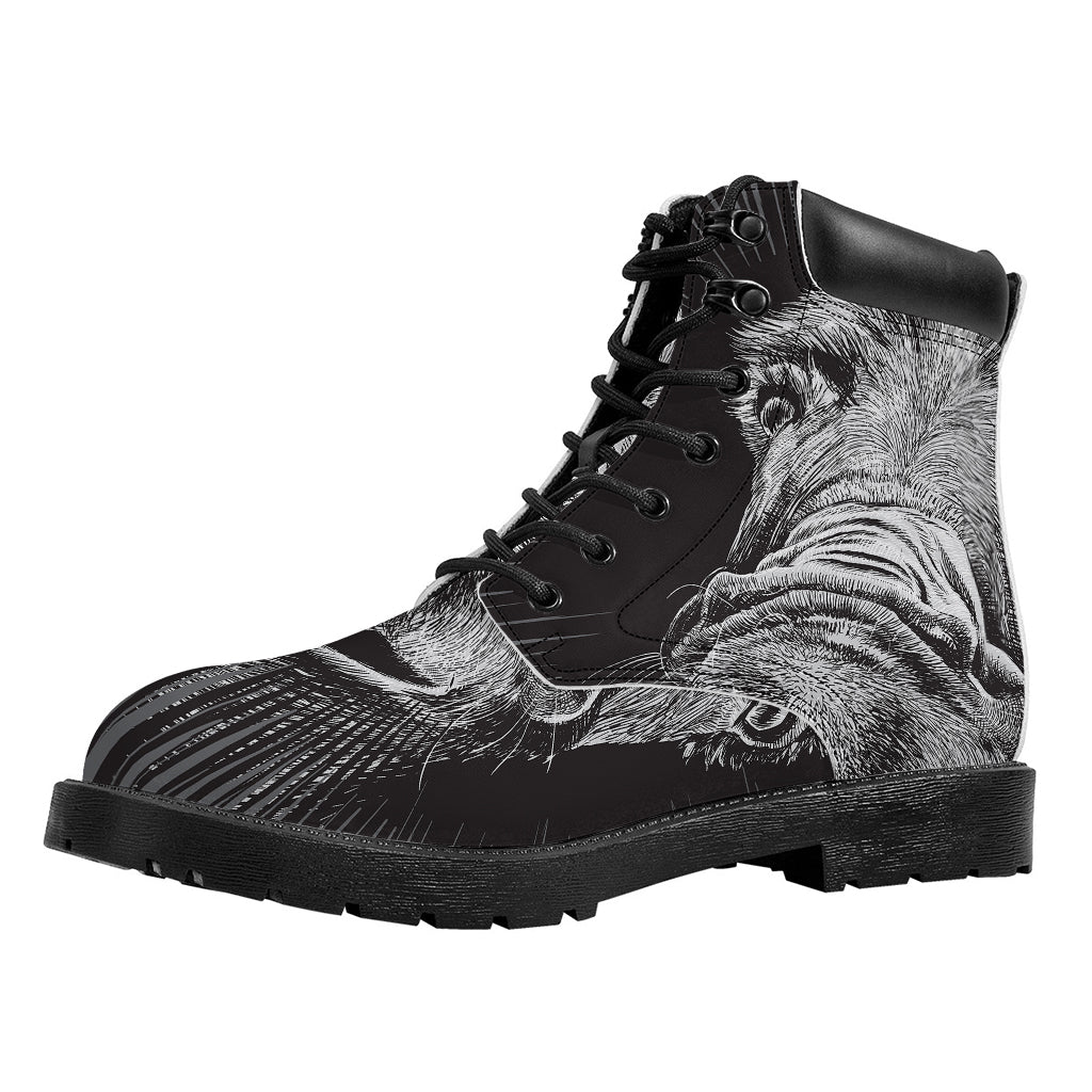 Black And White Crazy Donkey Print Work Boots