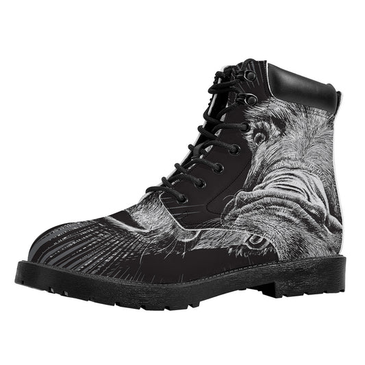 Black And White Crazy Donkey Print Work Boots