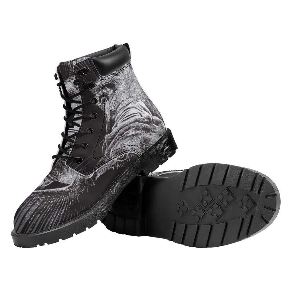 Black And White Crazy Donkey Print Work Boots