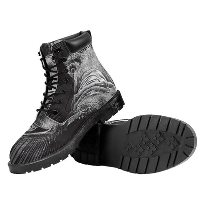 Black And White Crazy Donkey Print Work Boots
