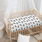 Black And White Dachshund Pattern Print Baby Crib Sheet