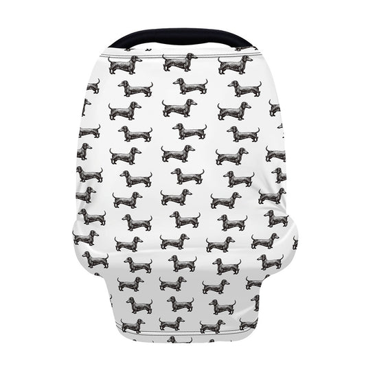 Black And White Dachshund Pattern Print Baby Seat Cover