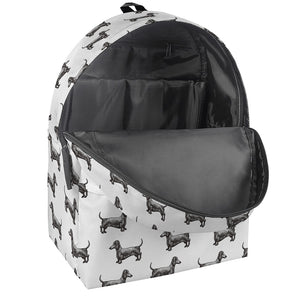 Black And White Dachshund Pattern Print Backpack