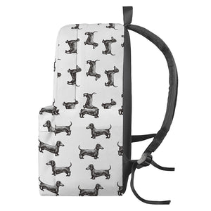 Black And White Dachshund Pattern Print Backpack