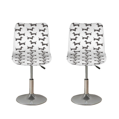 Black And White Dachshund Pattern Print Bar Stool Covers