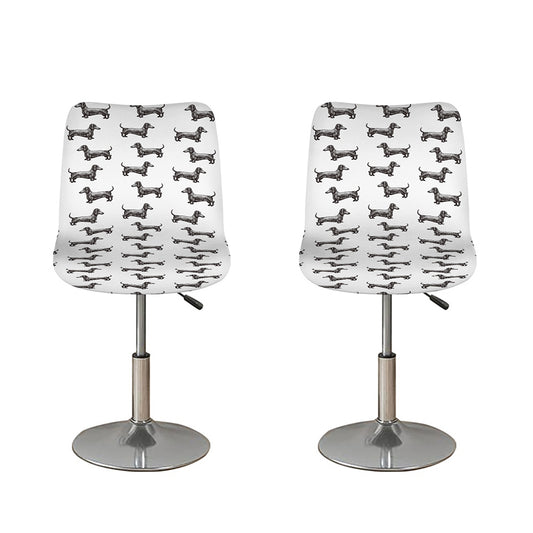 Black And White Dachshund Pattern Print Bar Stool Covers