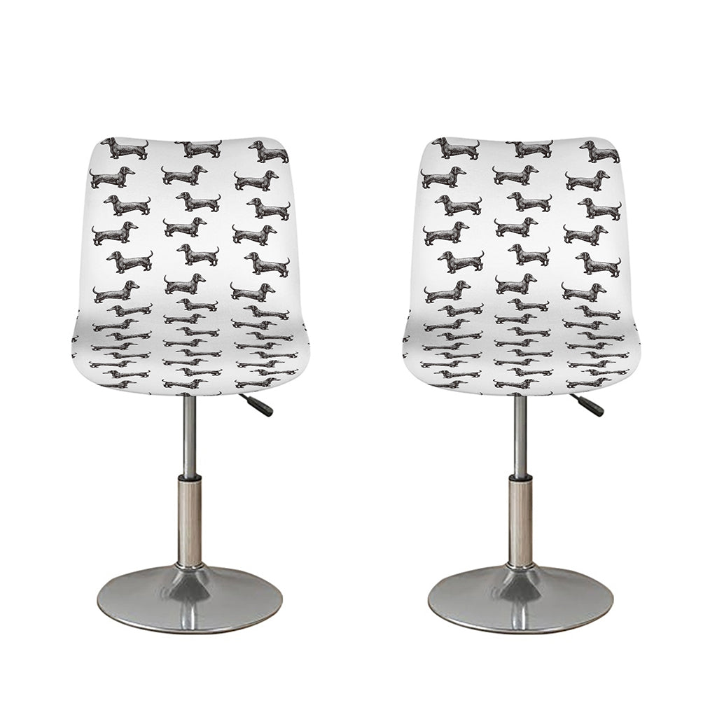 Black And White Dachshund Pattern Print Bar Stool Covers