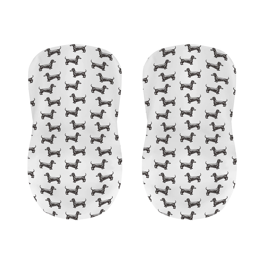 Black And White Dachshund Pattern Print Bar Stool Covers