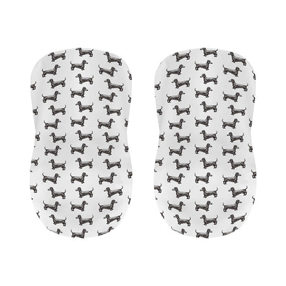 Black And White Dachshund Pattern Print Bar Stool Covers