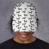 Black And White Dachshund Pattern Print Baseball Cap