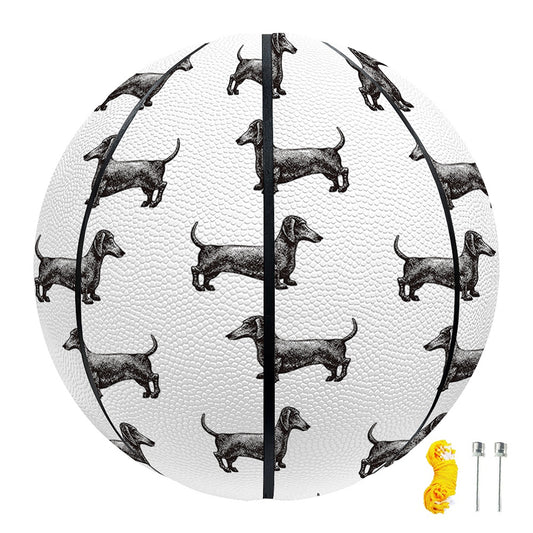 Black And White Dachshund Pattern Print Basketball