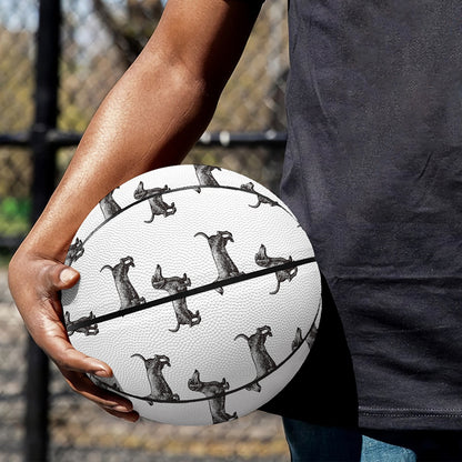 Black And White Dachshund Pattern Print Basketball