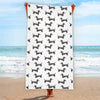 Black And White Dachshund Pattern Print Beach Towel