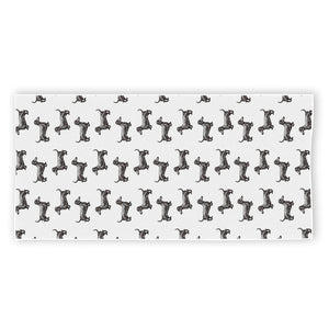 Black And White Dachshund Pattern Print Beach Towel