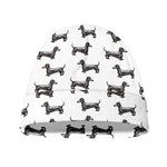 Black And White Dachshund Pattern Print Beanie