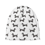 Black And White Dachshund Pattern Print Beanie