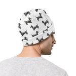 Black And White Dachshund Pattern Print Beanie