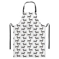 Black And White Dachshund Pattern Print Bib Apron With Pocket