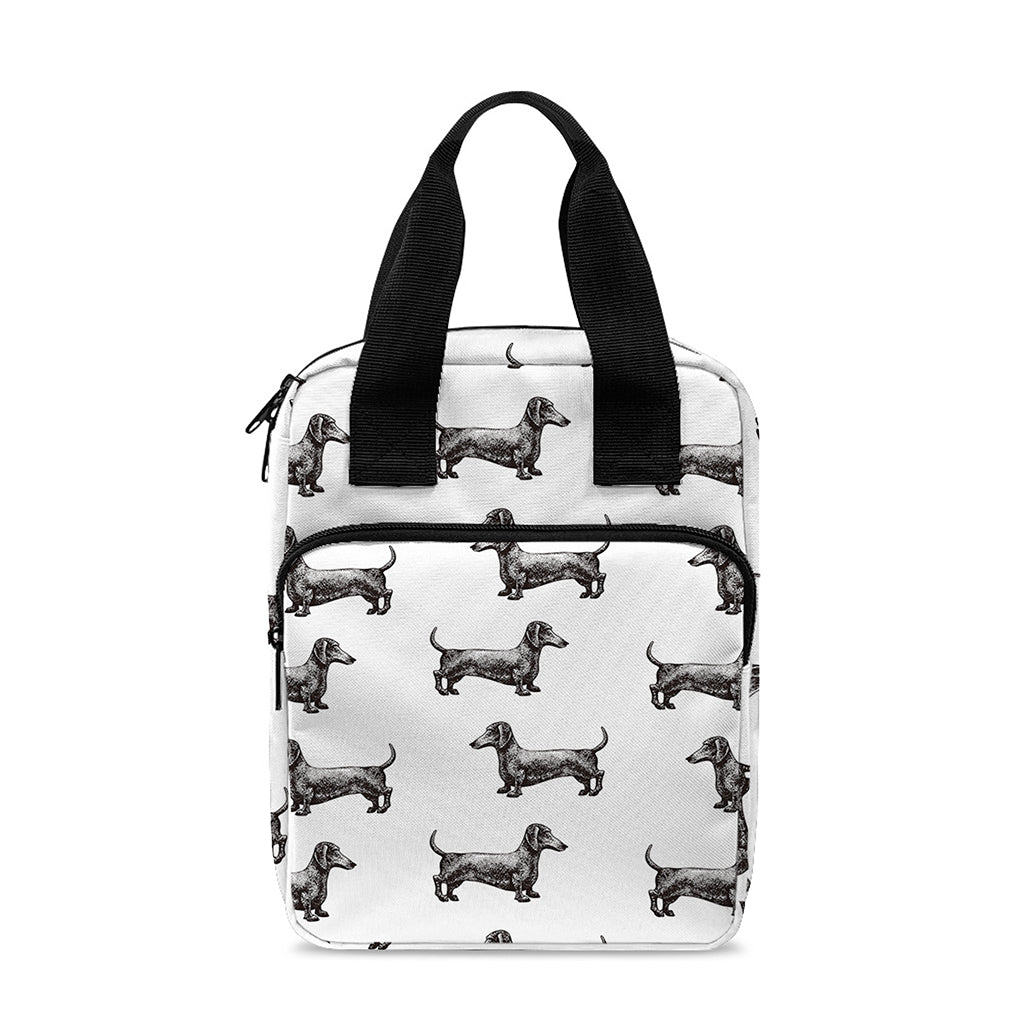 Black And White Dachshund Pattern Print Bible Tote Bag