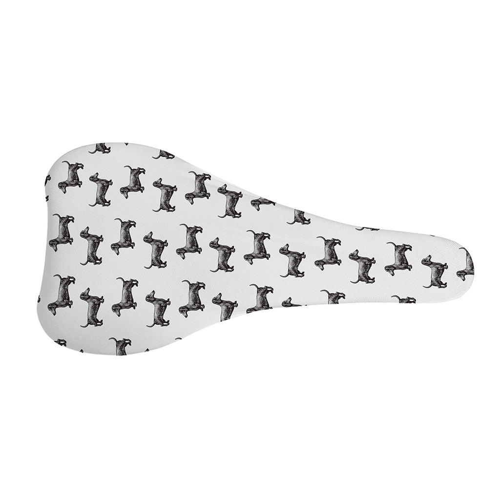 Black And White Dachshund Pattern Print Bicycle Seat Cover