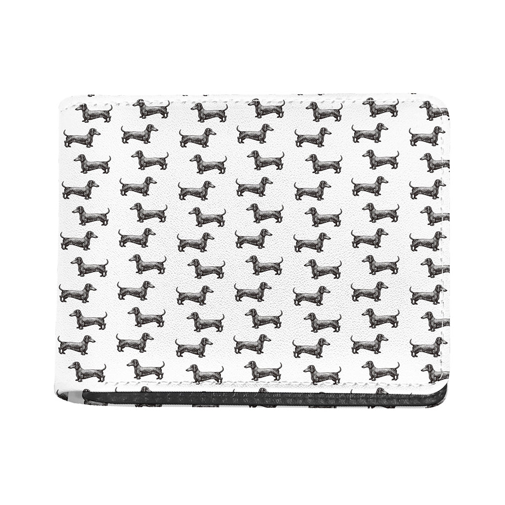 Black And White Dachshund Pattern Print Bifold Wallet