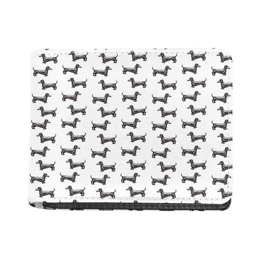 Black And White Dachshund Pattern Print Bifold Wallet
