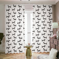 Black And White Dachshund Pattern Print Dimout Pencil Pleat Curtains