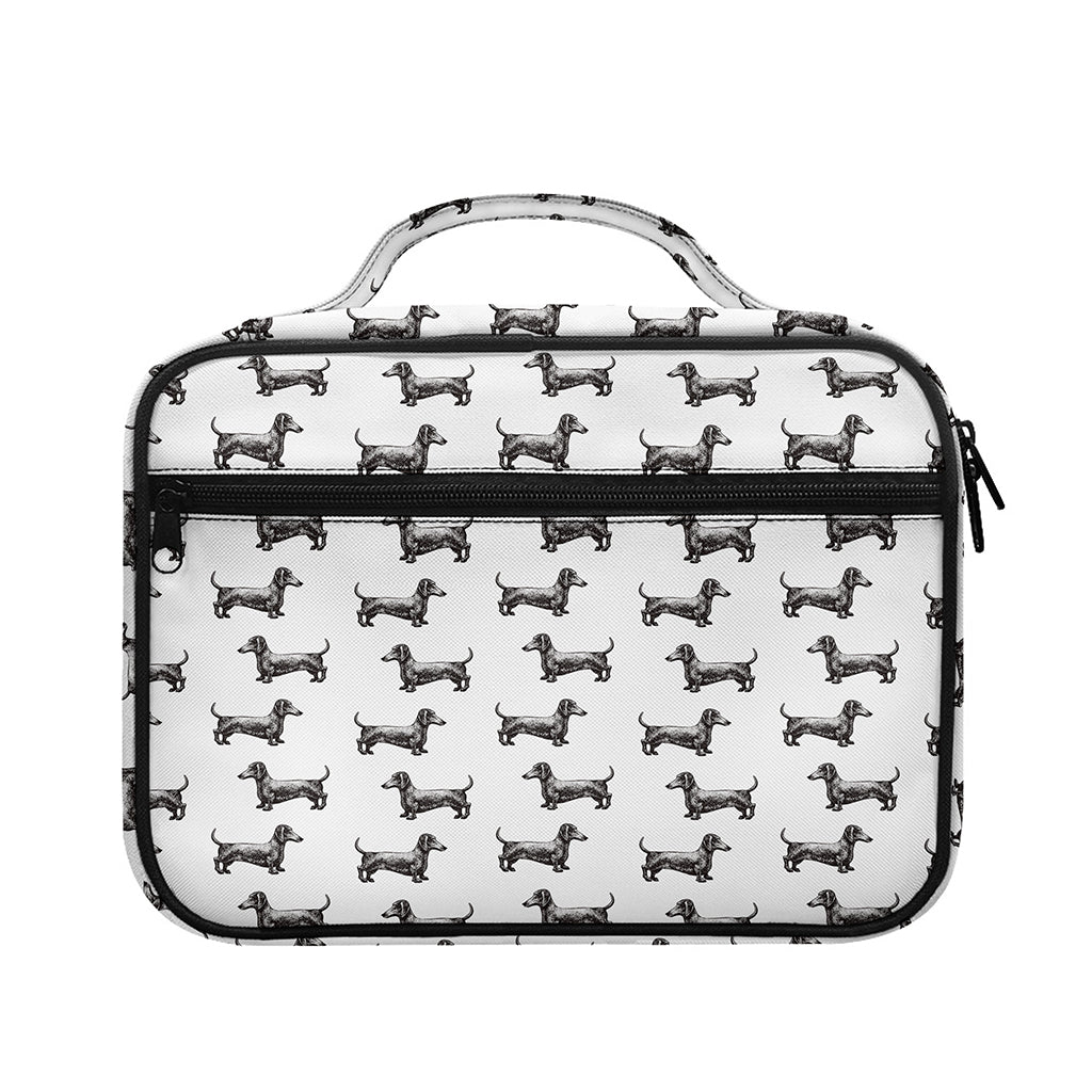 Black And White Dachshund Pattern Print Briefcase Bible Bag