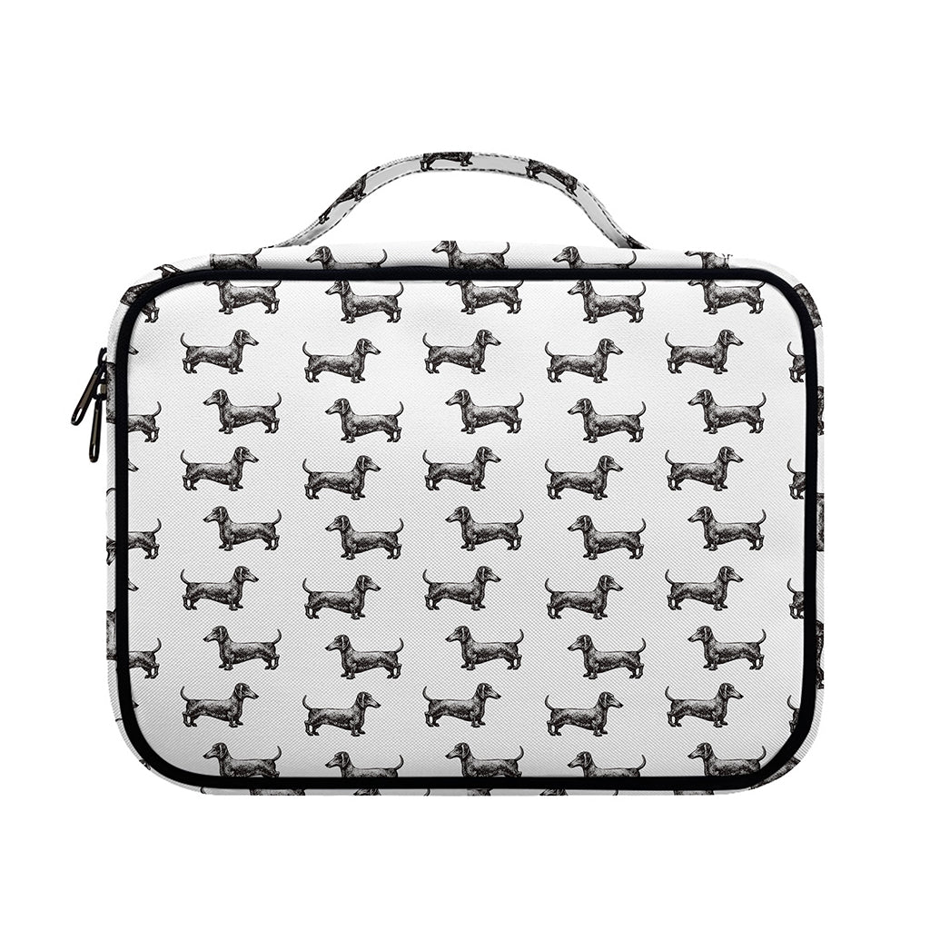 Black And White Dachshund Pattern Print Briefcase Bible Bag