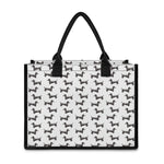Black And White Dachshund Pattern Print Canvas Tote Bag