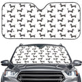 Black And White Dachshund Pattern Print Car Windshield Sun Shade