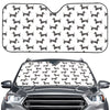 Black And White Dachshund Pattern Print Car Windshield Sun Shade