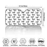 Black And White Dachshund Pattern Print Car Windshield Sun Shade