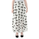 Black And White Dachshund Pattern Print Chiffon Maxi Skirt