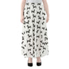 Black And White Dachshund Pattern Print Chiffon Maxi Skirt