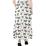 Black And White Dachshund Pattern Print Chiffon Maxi Skirt