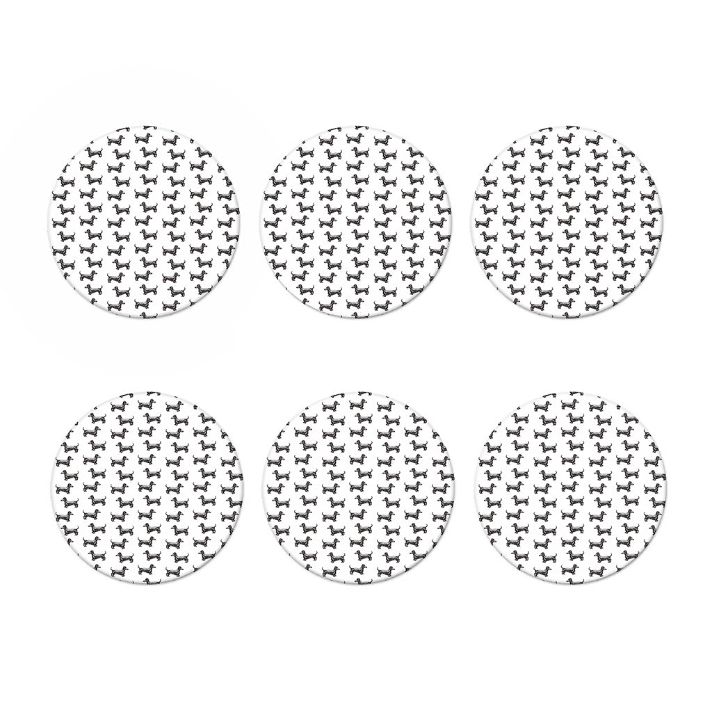 Black And White Dachshund Pattern Print Coaster Set