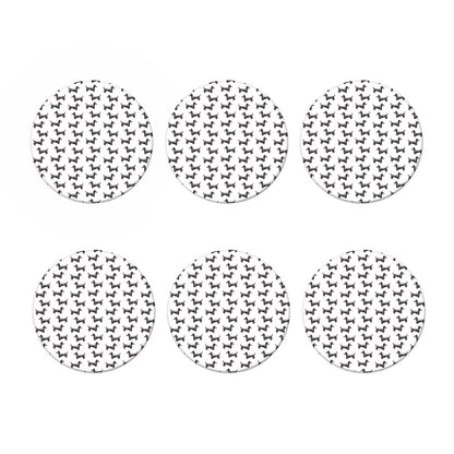 Black And White Dachshund Pattern Print Coaster Set