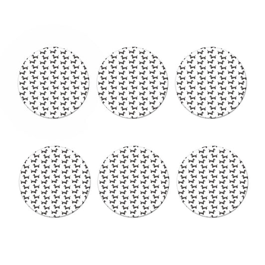 Black And White Dachshund Pattern Print Coaster Set