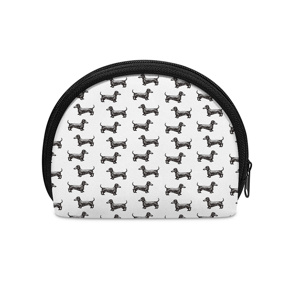 Black And White Dachshund Pattern Print Coin Purse