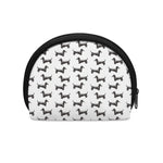 Black And White Dachshund Pattern Print Coin Purse