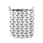 Black And White Dachshund Pattern Print Collapsible Laundry Basket