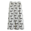 Black And White Dachshund Pattern Print Cotton Front Slit Maxi Skirt