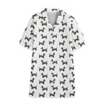 Black And White Dachshund Pattern Print Cotton Hawaiian Shirt