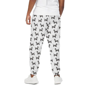 Black And White Dachshund Pattern Print Cotton Pants