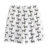 Black And White Dachshund Pattern Print Cotton Shorts