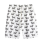 Black And White Dachshund Pattern Print Cotton Shorts