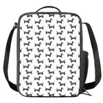 Black And White Dachshund Pattern Print Crossbody Lunch Bag