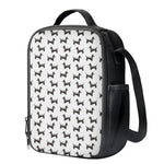 Black And White Dachshund Pattern Print Crossbody Lunch Bag