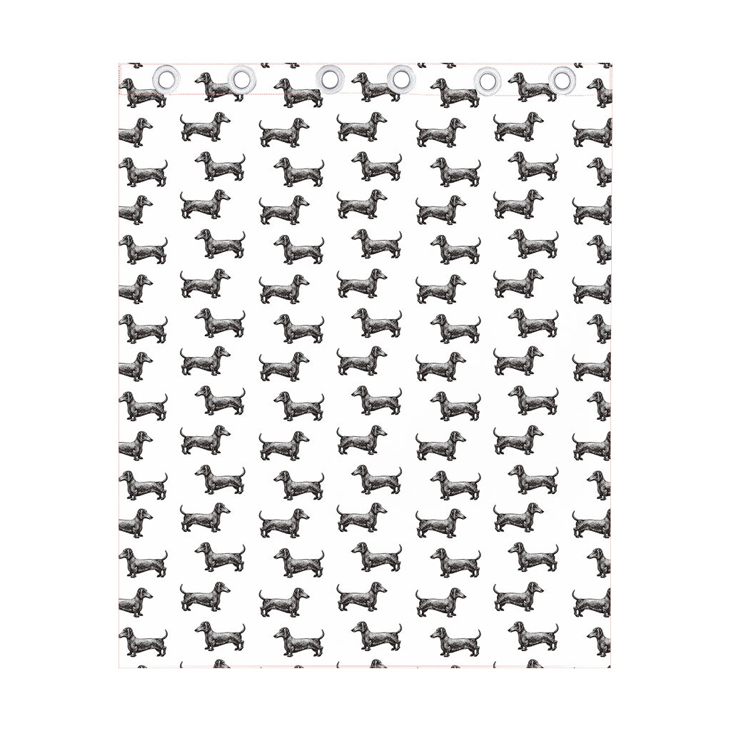 Black And White Dachshund Pattern Print Curtain